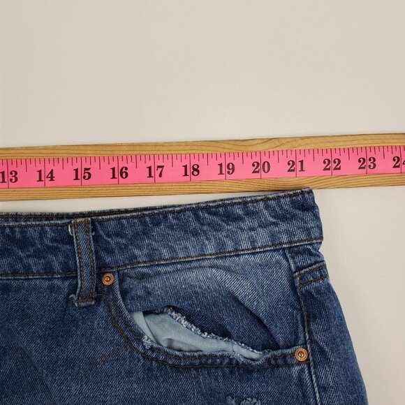 Vanilla Star Womens 20W Blue Distressed Ripped Cropped Jeans Raw Hem Denim - Picture 12 of 14